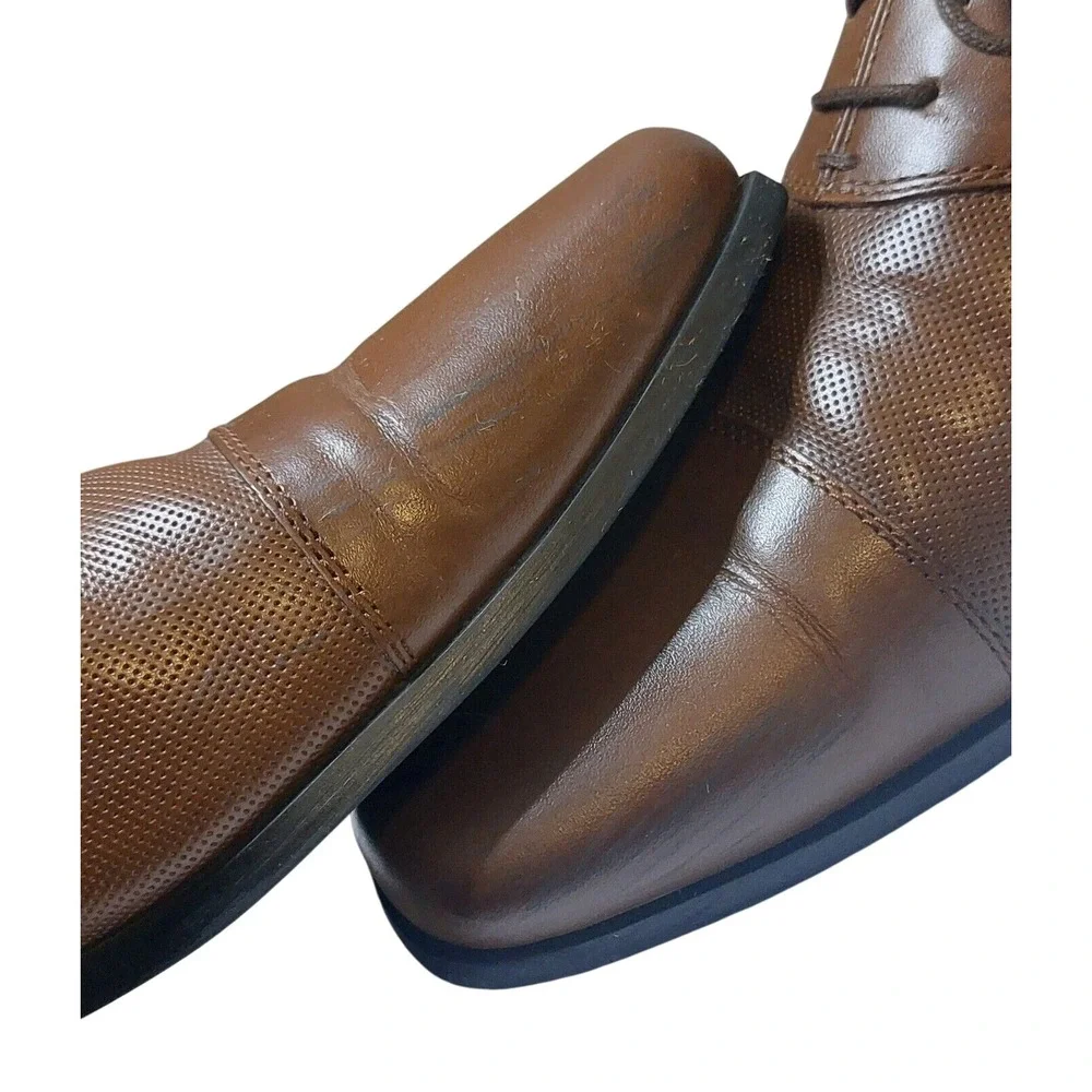 Arturo Calle Mens Brown Leather Cap Toe Perforated Oxford Dress Shoes Size EU 44